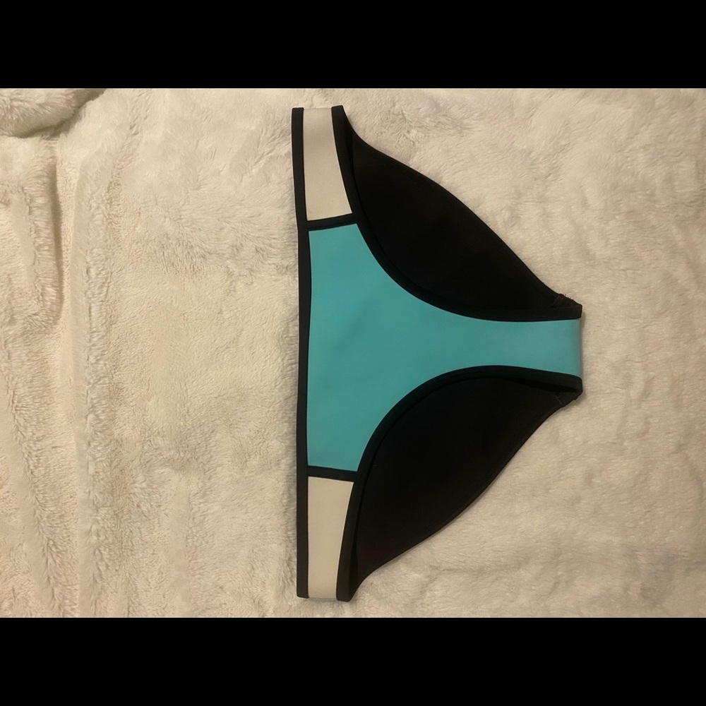 Blue and White Triangl Neoprene Bikini bottoms